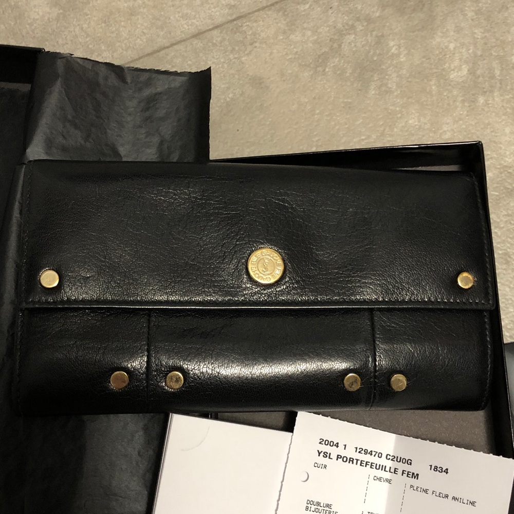 Yves Saint Laurent Black leather Continental Wallet